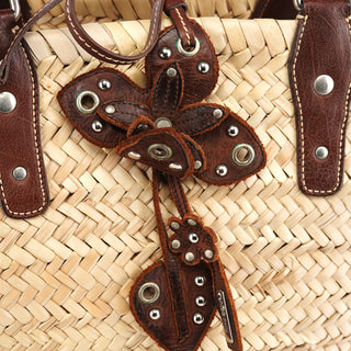 Miu Miu Beige Raffia Brown Leather Basket Bag