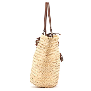 Miu Miu Beige Raffia Brown Leather Basket Bag
