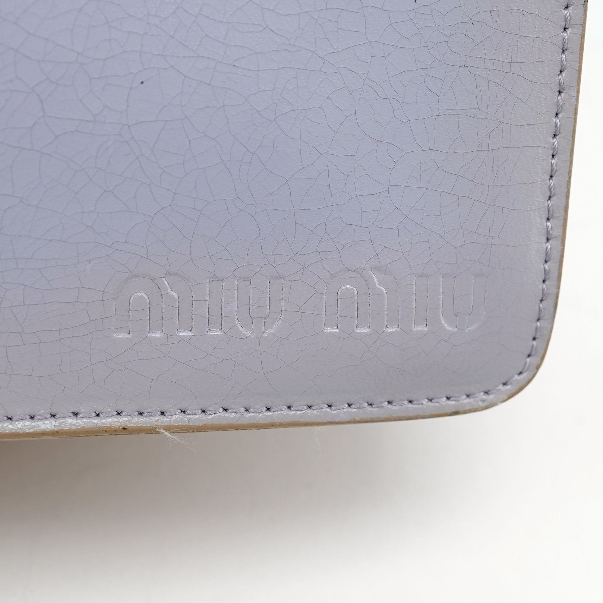Miu Miu Beige Yellow Crackled Leather Knot Shoulder Bag