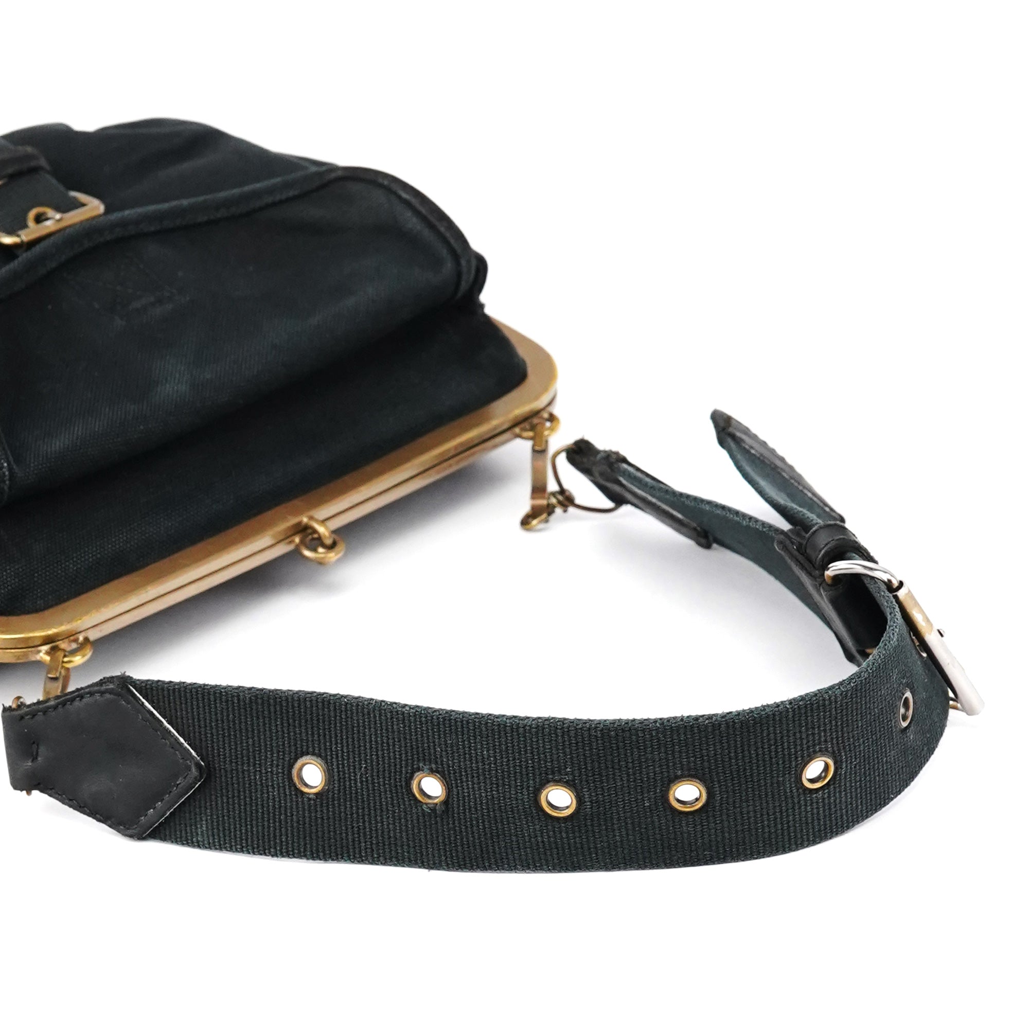 Miu Miu Black Canvas Frame Shoulder Bag