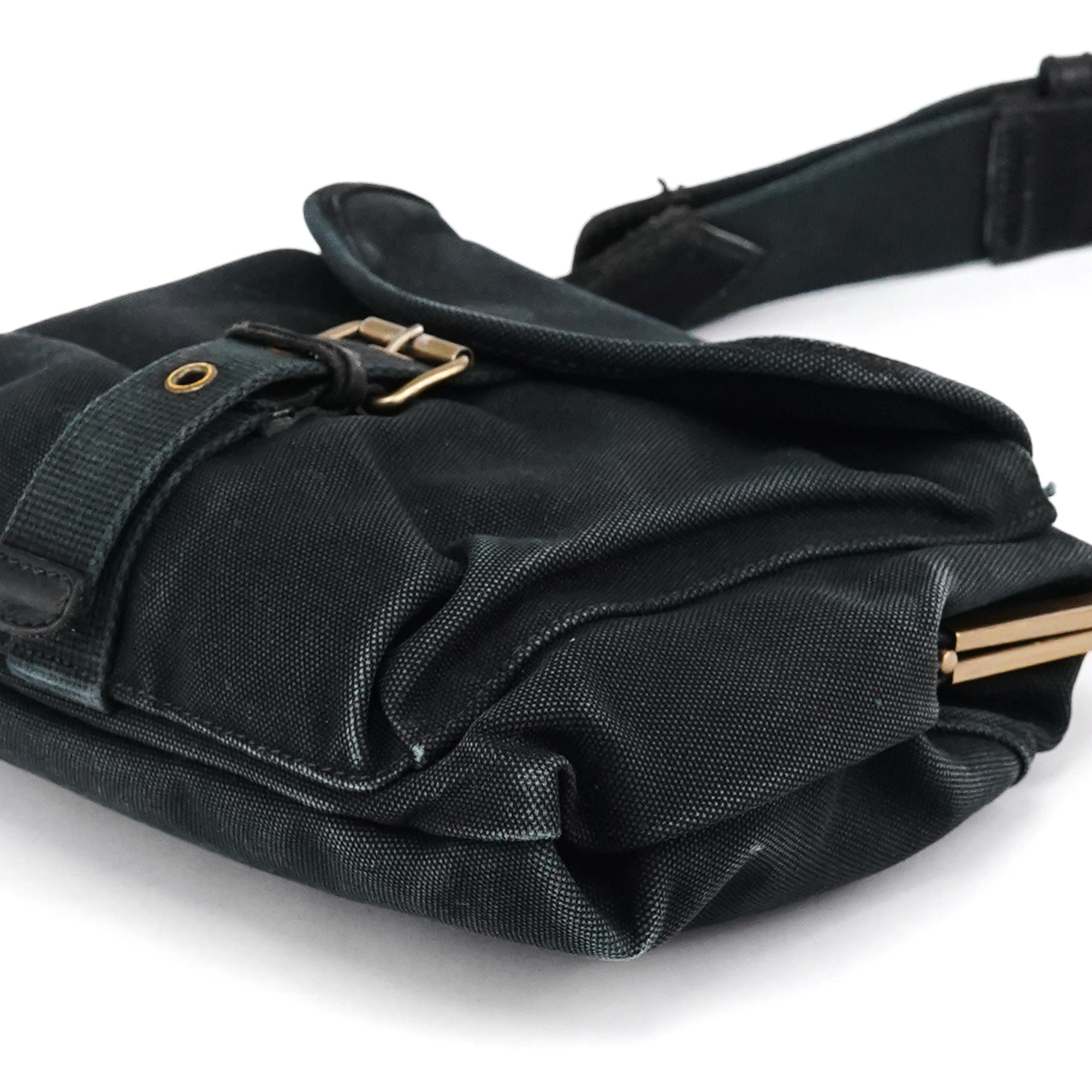 Miu Miu Black Canvas Frame Shoulder Bag