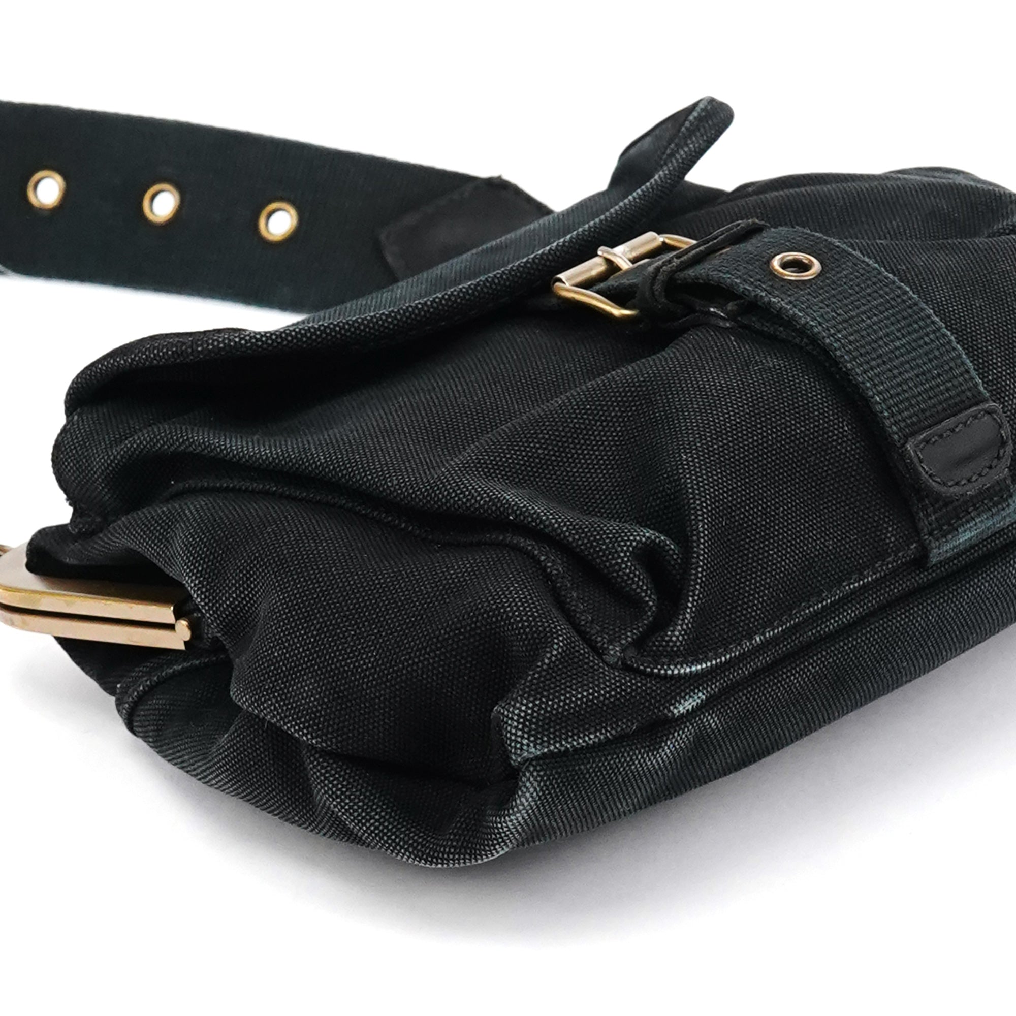 Miu Miu Black Canvas Frame Shoulder Bag