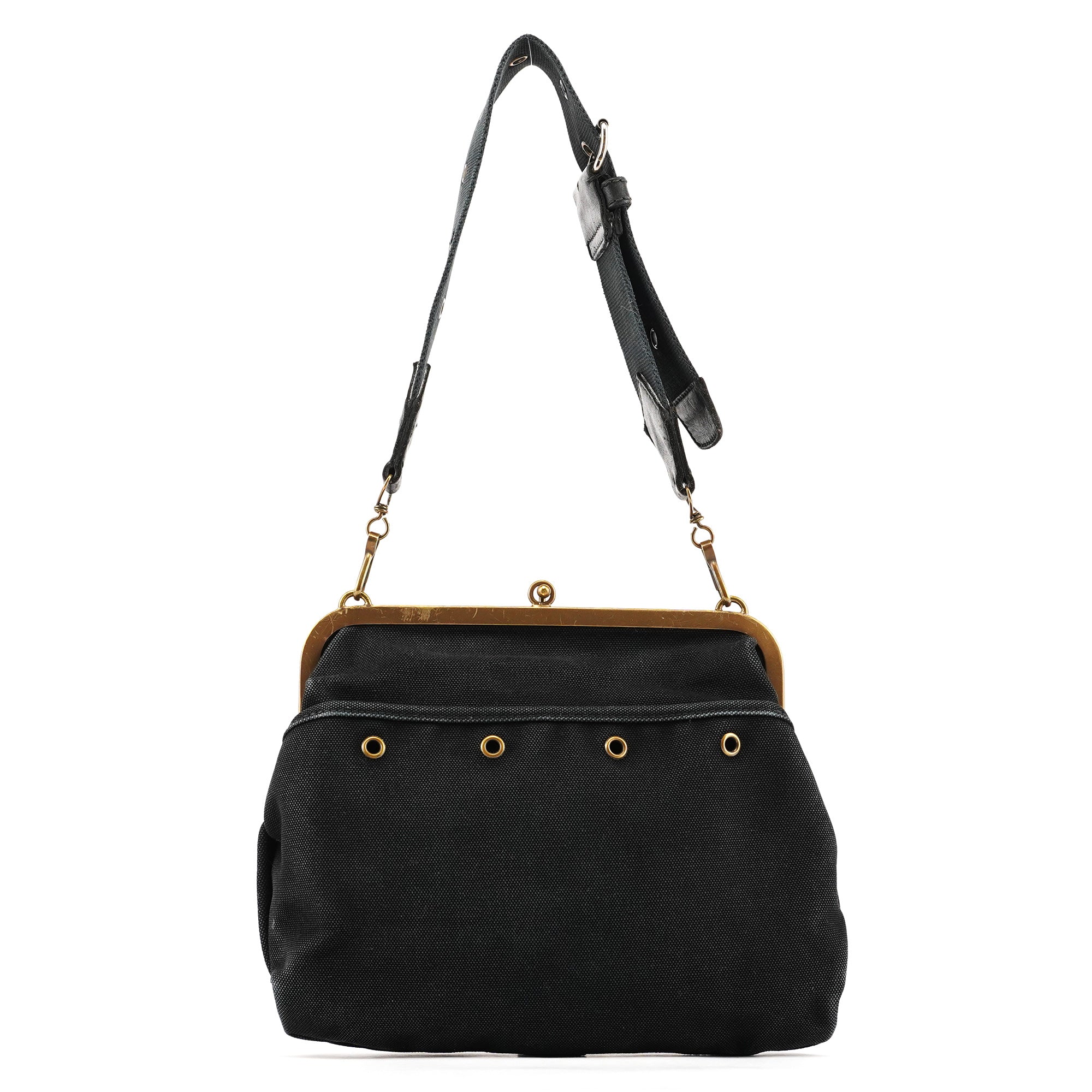 Miu Miu Black Canvas Frame Shoulder Bag