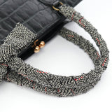 Miu Miu Black Croc Embossed Leather Clutch Tote Bag