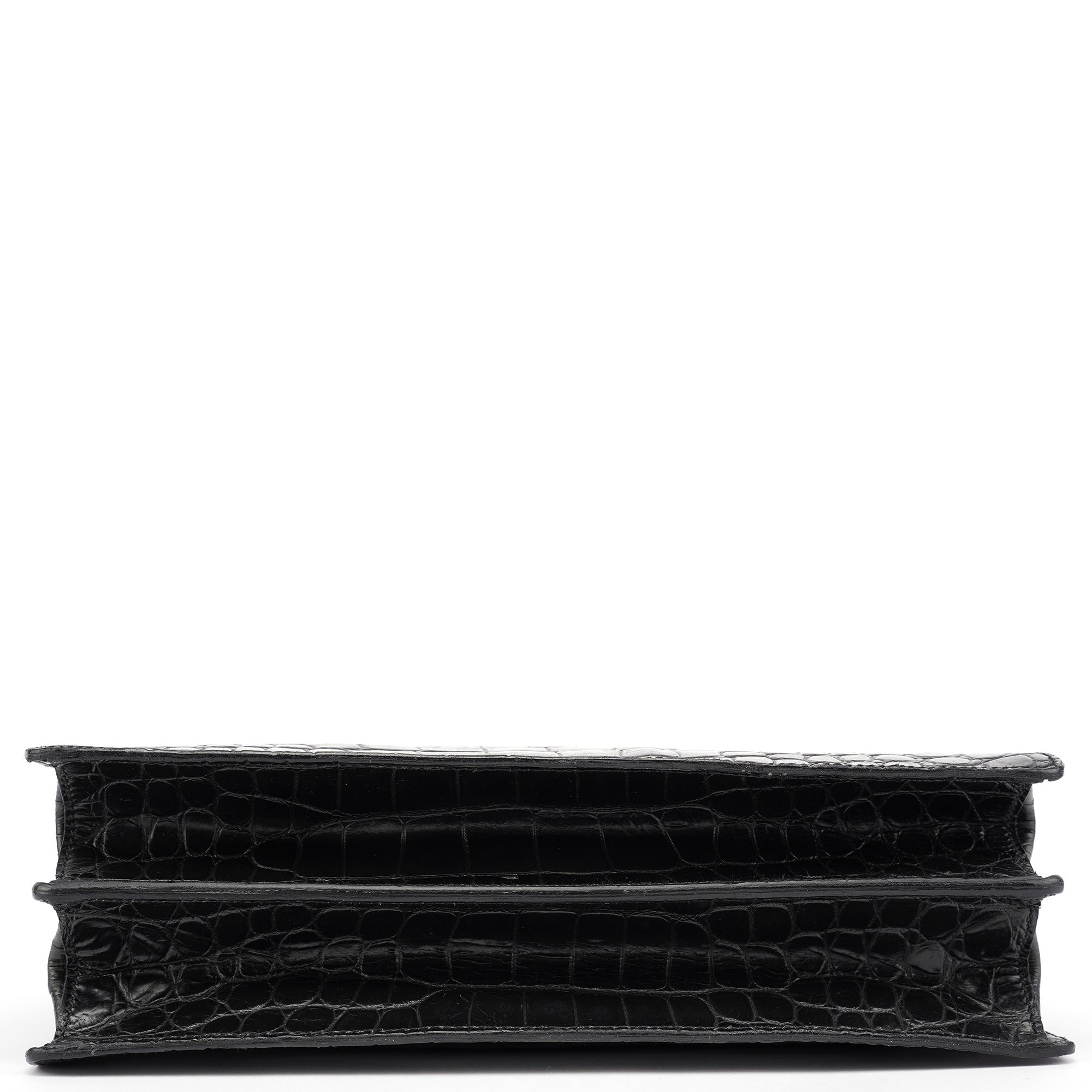 Miu Miu Black Croc Embossed Leather Clutch Tote Bag