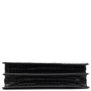 Miu Miu Black Croc Embossed Leather Clutch Tote Bag