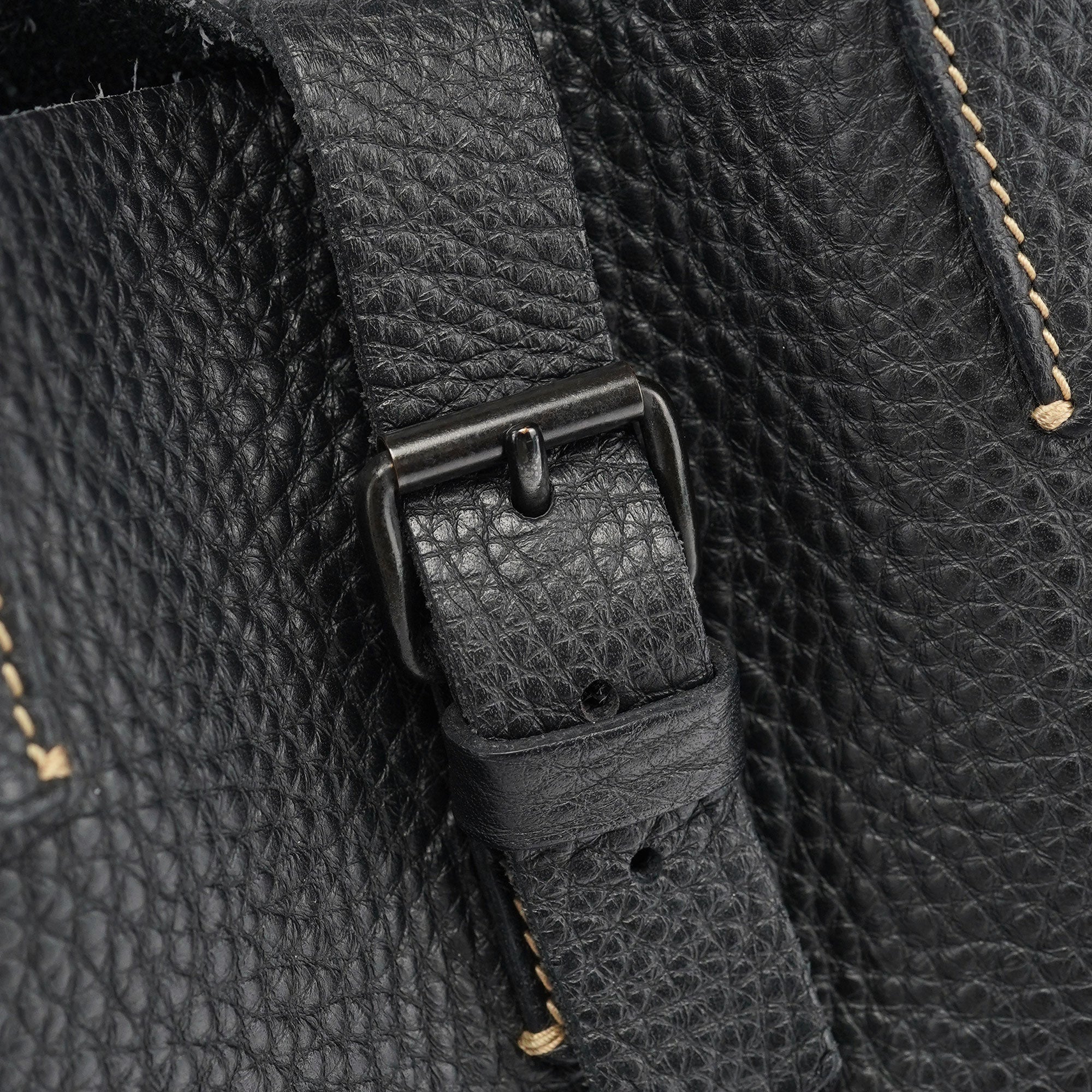 Miu Miu Black Pebbled Leather Belt Tote