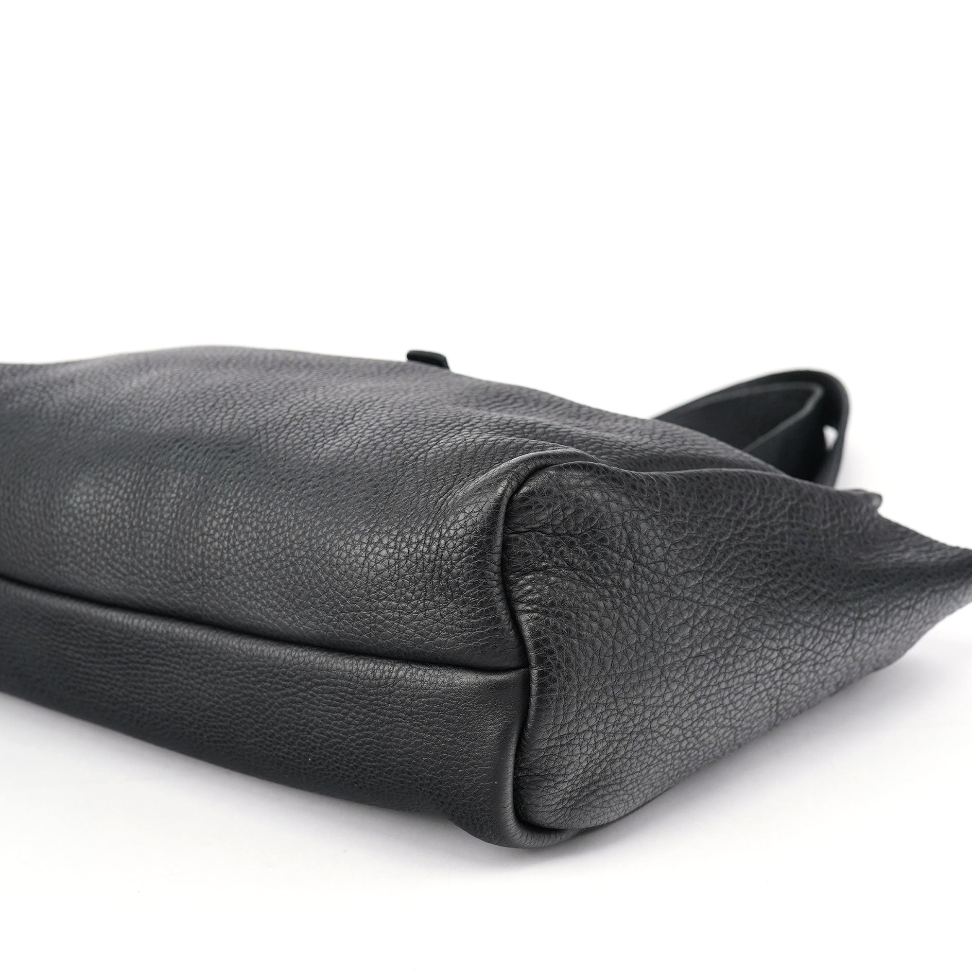 Miu Miu Black Pebbled Leather Belt Tote
