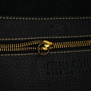 Miu Miu Black Pebbled Leather Knot Shoulder Bag