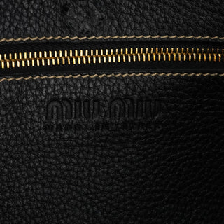 Miu Miu Black Pebbled Leather Knot Shoulder Bag