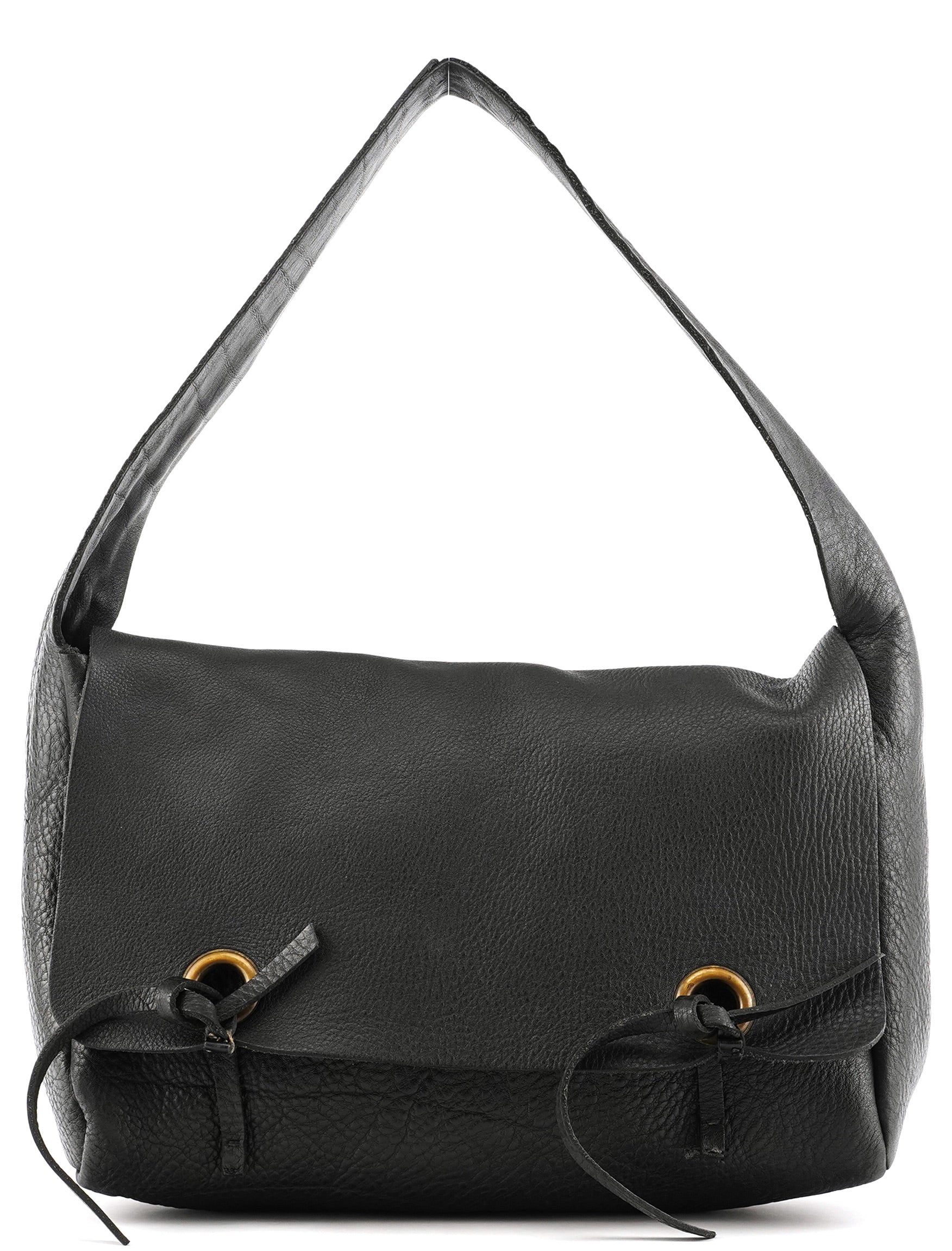 Miu Miu Knot Schultertasche aus schwarzem genarbtem Leder