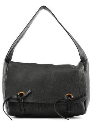 Miu Miu Black Pebbled Leather Knot Shoulder Bag