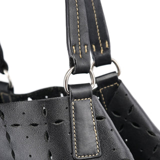 Miu Miu Black Perforated Leather Tote Bag