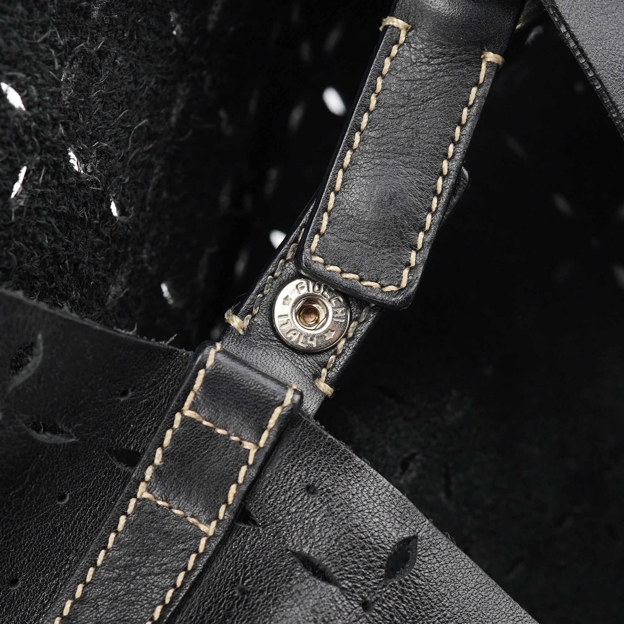 Miu Miu Black Perforated Leather Tote Bag