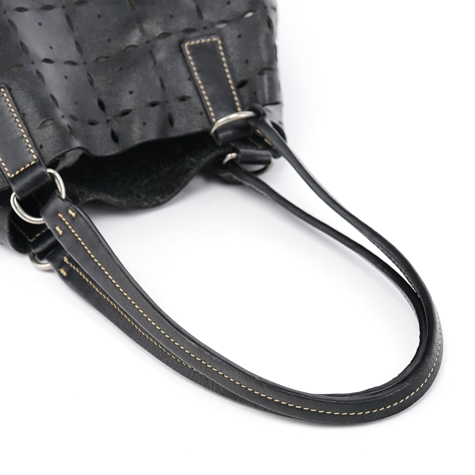 Miu Miu Black Perforated Leather Tote Bag