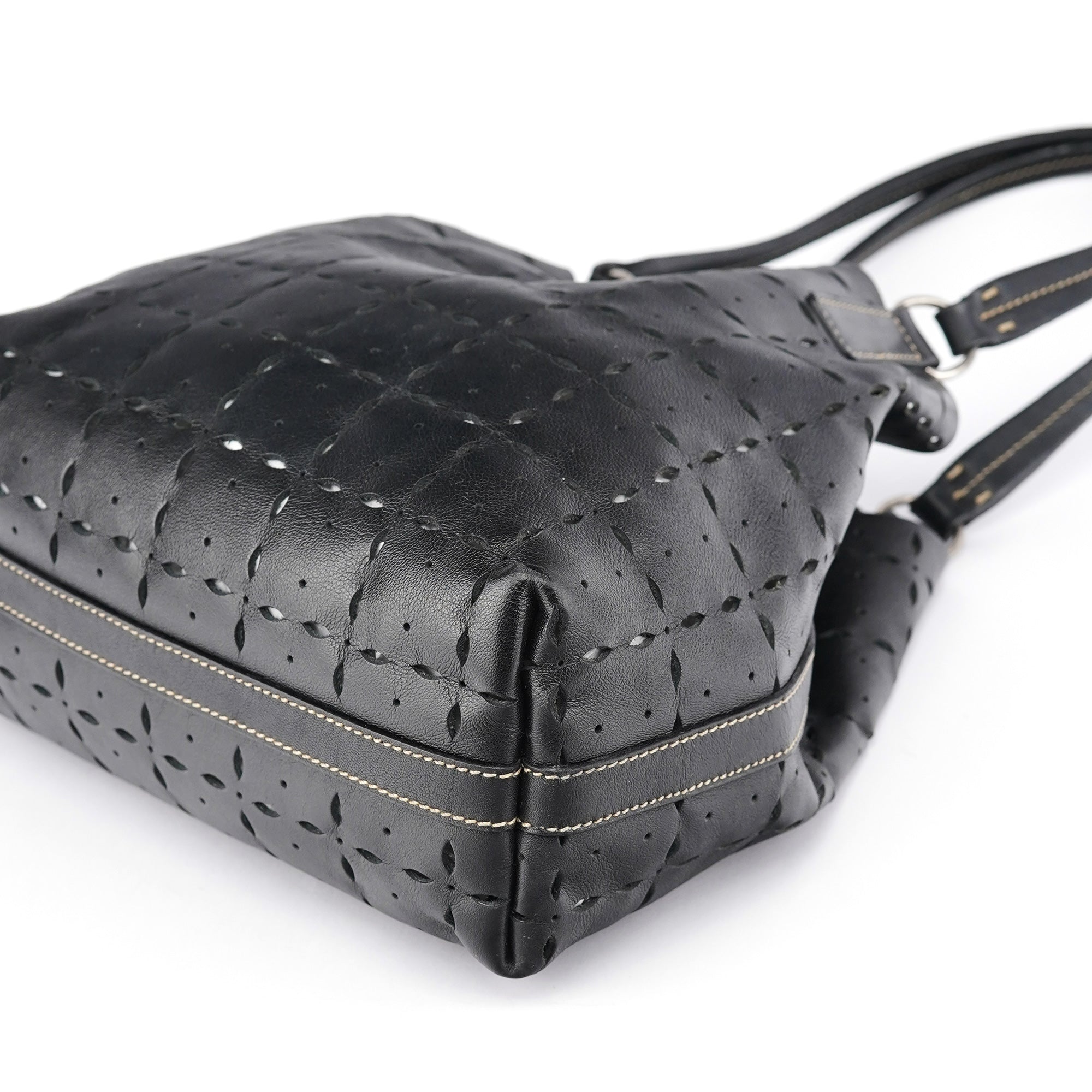 Miu Miu Black Perforated Leather Tote Bag