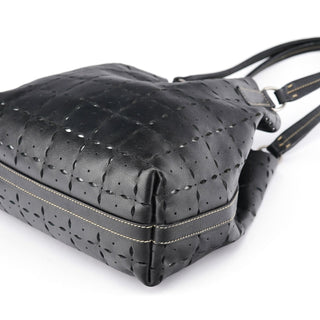 Miu Miu Black Perforated Leather Tote Bag