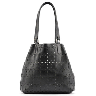 Miu Miu Black Perforated Leather Tote Bag