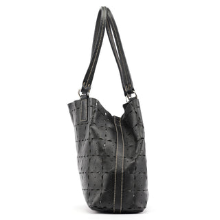 Miu Miu Black Perforated Leather Tote Bag