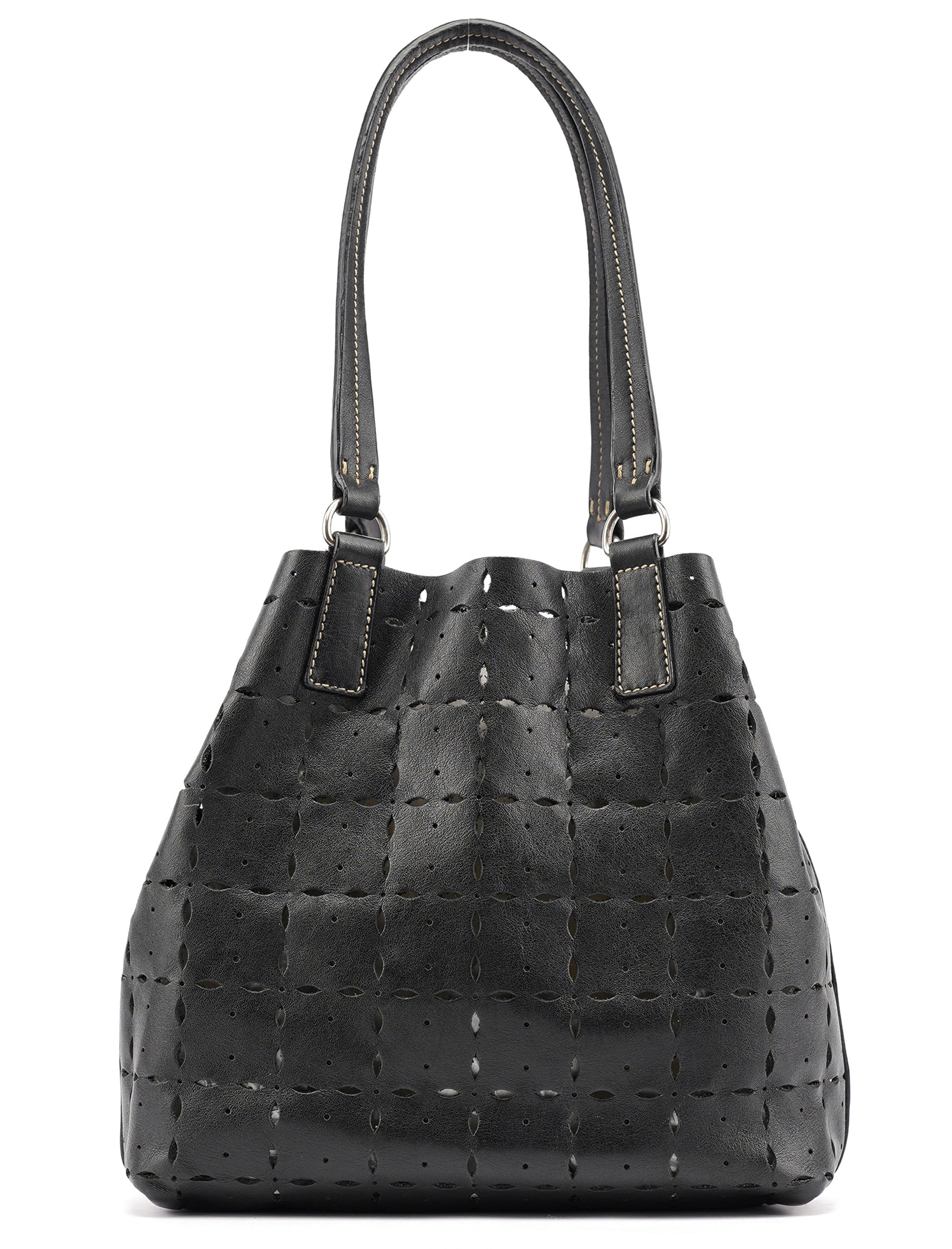 Miu Miu Black Perforated Leather Tote Bag