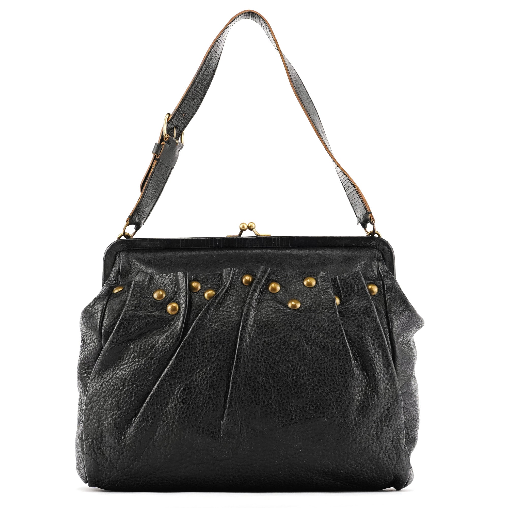 Miu Miu Sac à main pochette en cuir noir clouté