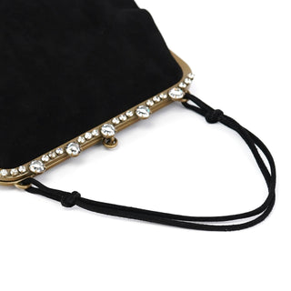 Miu Miu Black Suede Crystal Clutch Shoulder Bag