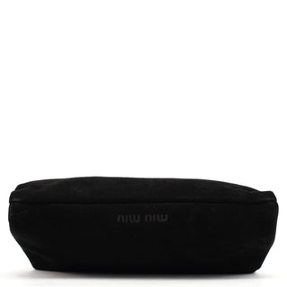 Miu Miu Black Suede Crystal Clutch Shoulder Bag