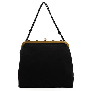 Miu Miu Black Suede Crystal Clutch Shoulder Bag