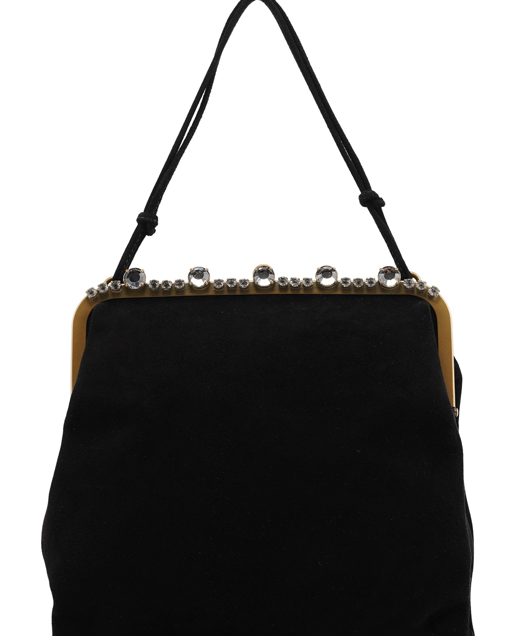 Miu Miu Black Suede Crystal Clutch Shoulder Bag