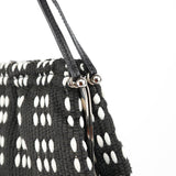 Miu Miu Sac porté épaule à surpiqûres en toile noire et blanche