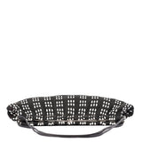 Miu Miu Black White Woven Canvas Shoulder Bag