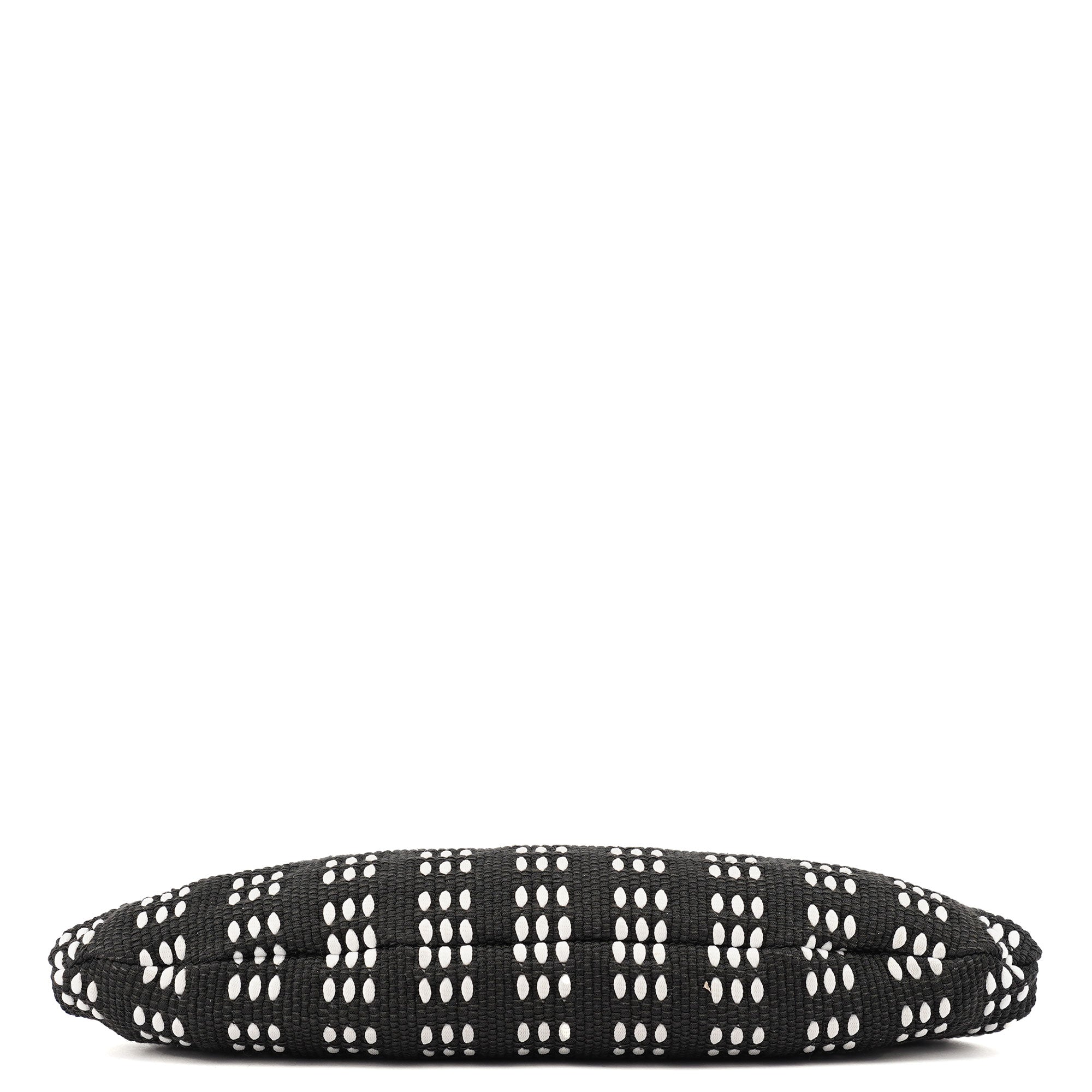 Miu Miu Black White Woven Canvas Shoulder Bag