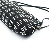 Miu Miu Black White Woven Canvas Shoulder Bag