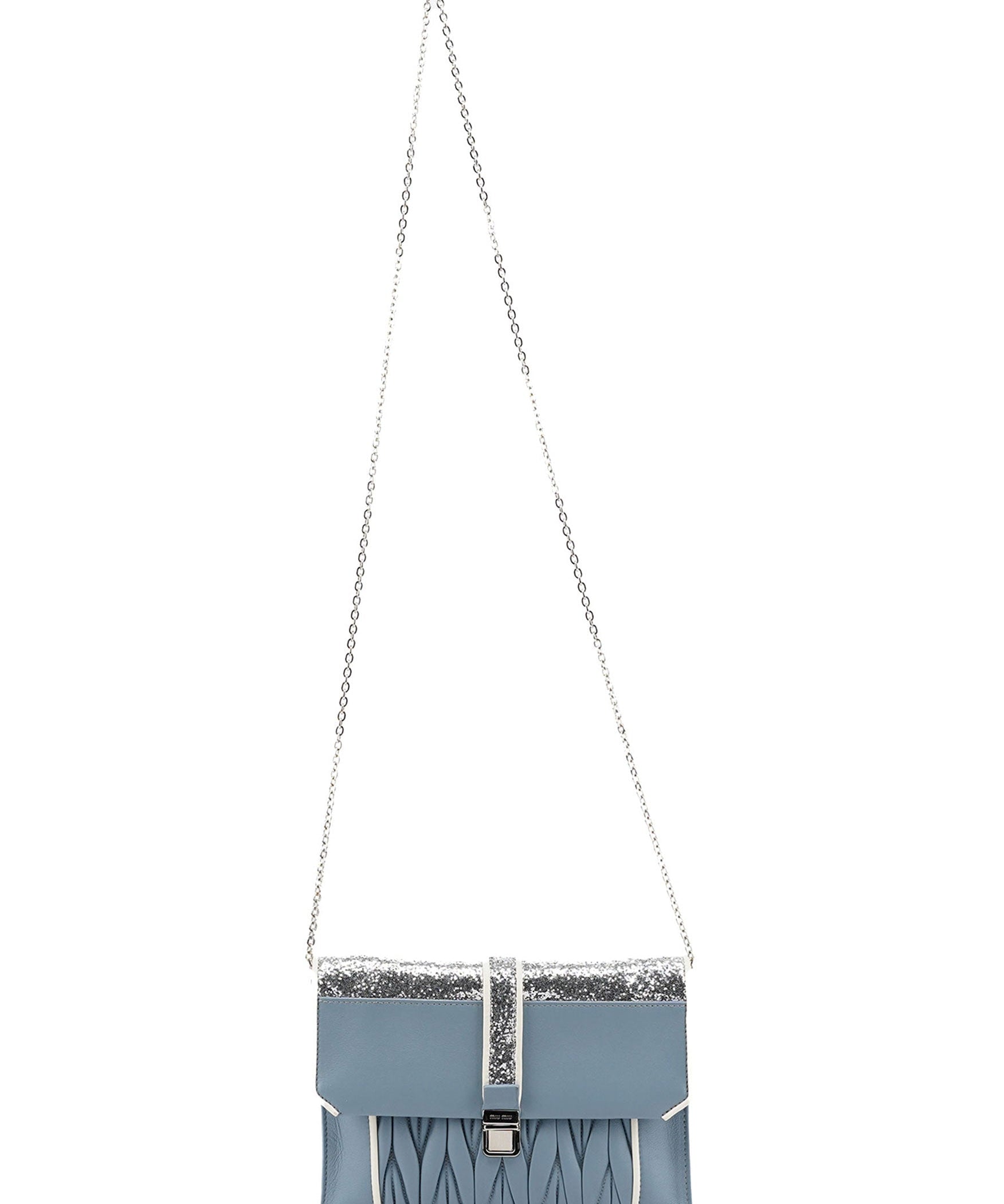 Miu Miu Blue Quilted Glitter Shoulder Bag