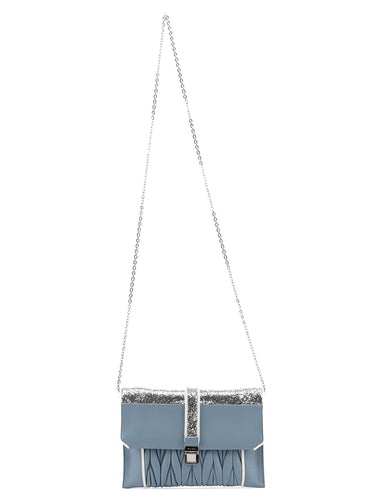 Miu Miu Blue Quilted Glitter Shoulder Bag