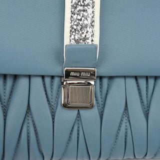 Miu Miu Blue Quilted Glitter Shoulder Bag