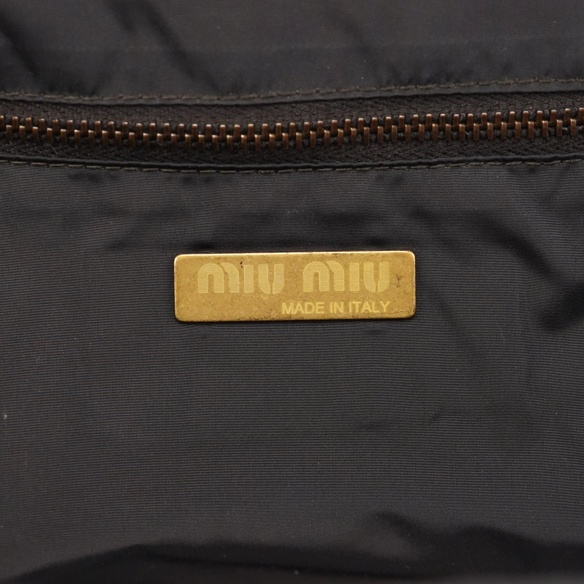 Miu Miu Brown Crackled Leather Clutch Shoulder Bag