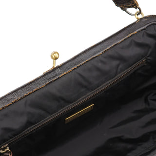 Miu Miu Brown Crackled Leather Clutch Shoulder Bag