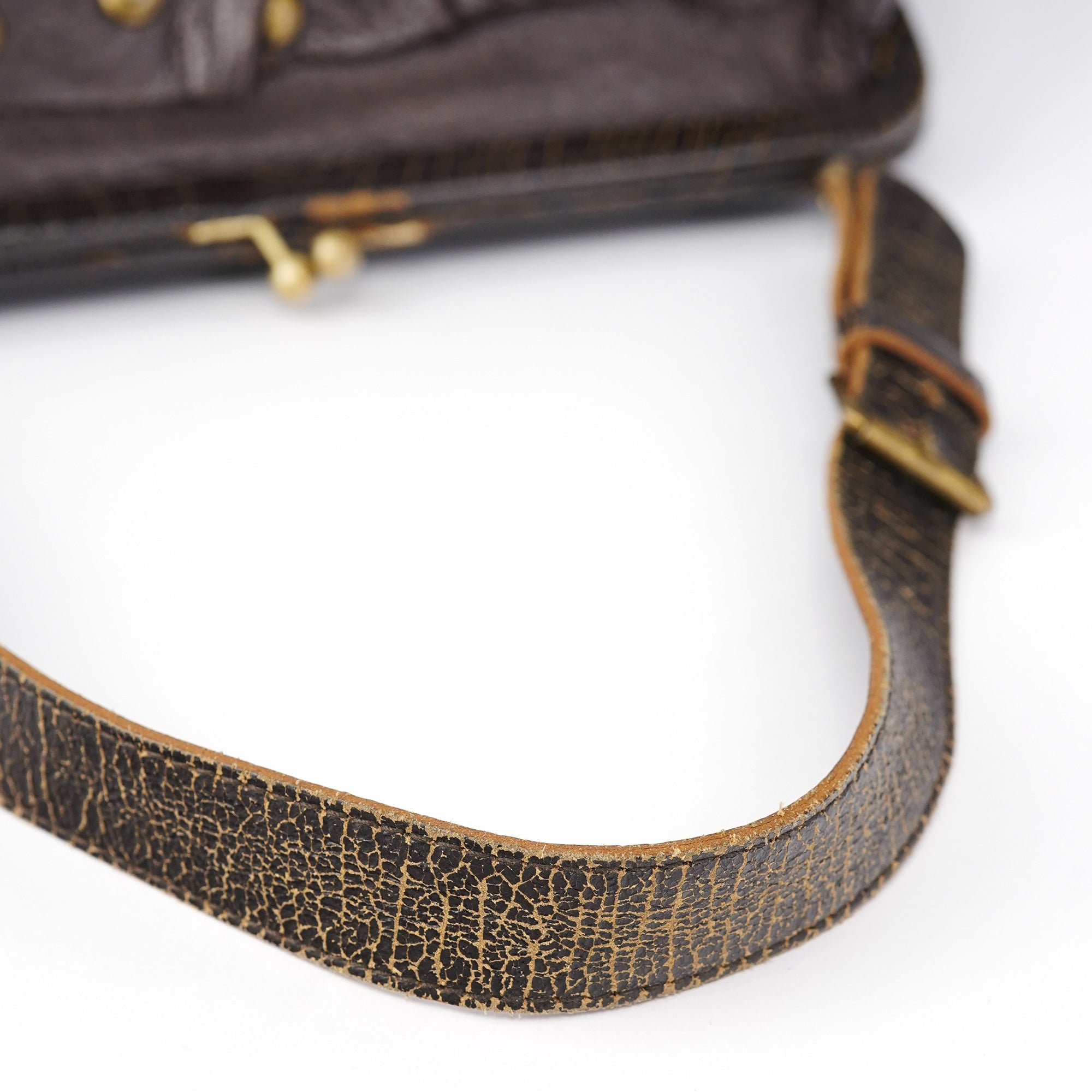 Miu Miu Brown Crackled Leather Clutch Shoulder Bag