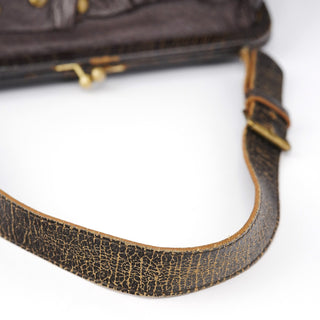 Miu Miu Brown Crackled Leather Clutch Shoulder Bag