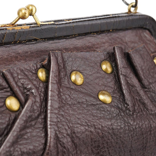 Miu Miu Brown Crackled Leather Clutch Shoulder Bag