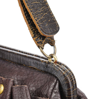 Miu Miu Brown Crackled Leather Clutch Shoulder Bag