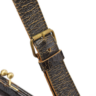 Miu Miu Brown Crackled Leather Clutch Shoulder Bag