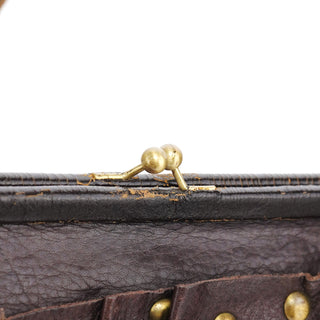 Miu Miu Brown Crackled Leather Clutch Shoulder Bag