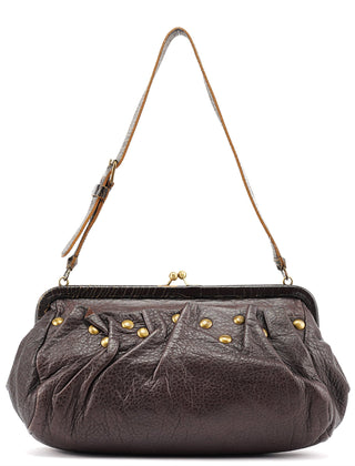 Miu Miu Brown Crackled Leather Clutch Shoulder Bag