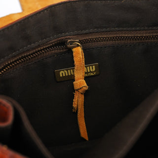 Miu Miu Brown Croc Embossed Belt Shoulder Bag