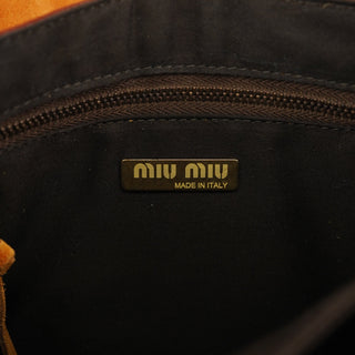 Miu Miu Brown Croc Embossed Belt Shoulder Bag