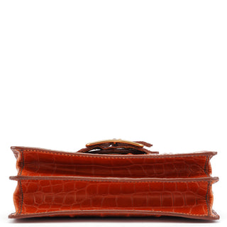 Miu Miu Brown Croc Embossed Belt Shoulder Bag