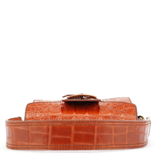 Miu Miu Brown Croc Embossed Belt Shoulder Bag