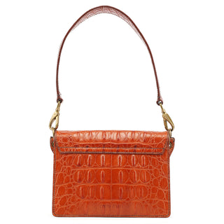 Miu Miu Brown Croc Embossed Belt Shoulder Bag